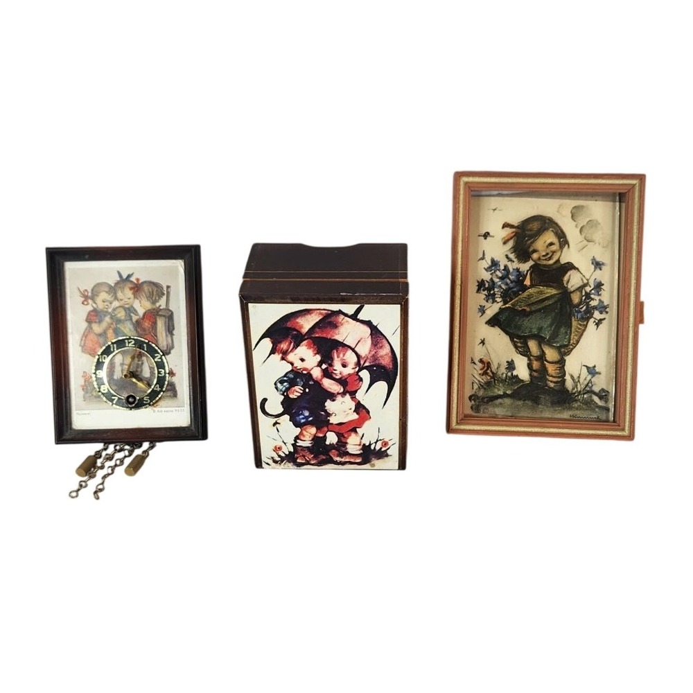 Vintage Hummel Decor Set with Clock and‎ Music Box Children Artwork